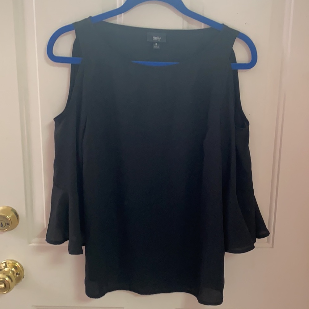 Mossimo small black floaty bell sleeve cold shoulder top